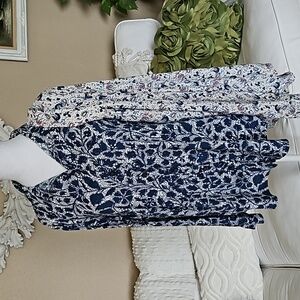 Lot of Two Floral Ann Taylor Silky Blouses Size L